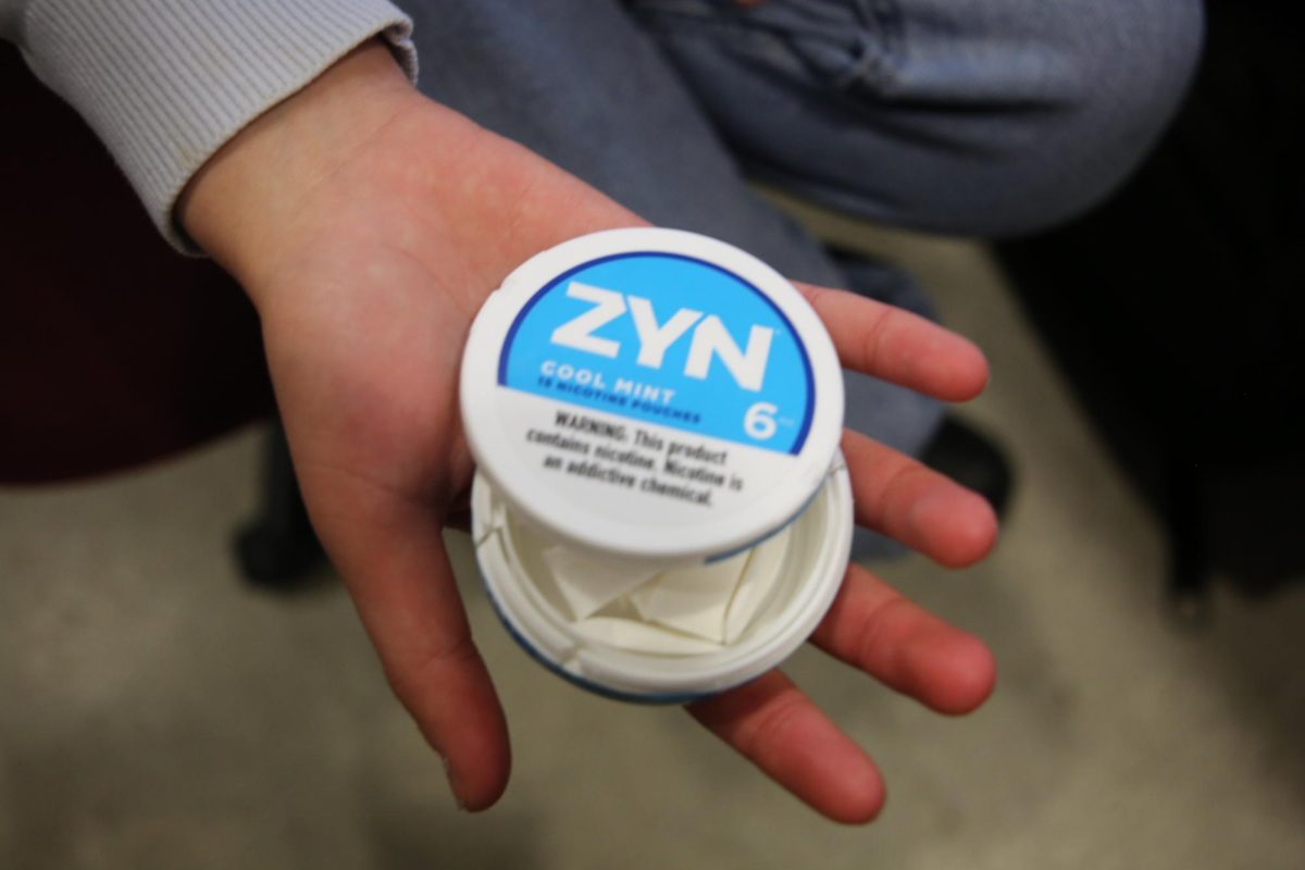 A Zyn tin with nicotine patches inside.
PHOTO: ZACH PODOLNICK ’26/THE HAWK