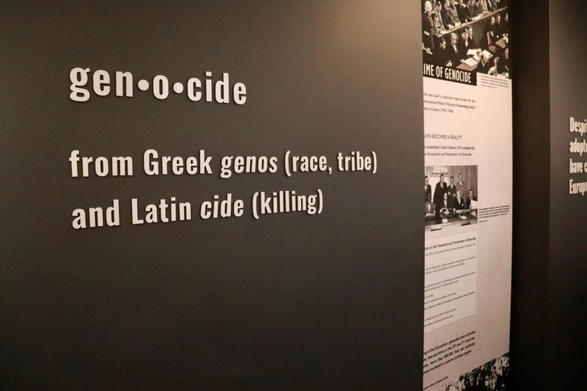 One of the first exhibits at the Durban  Holocaust and Genocide Centre explains the origin of the word "genocide." PHOTO: MAXIMILLIAN MURPHY 