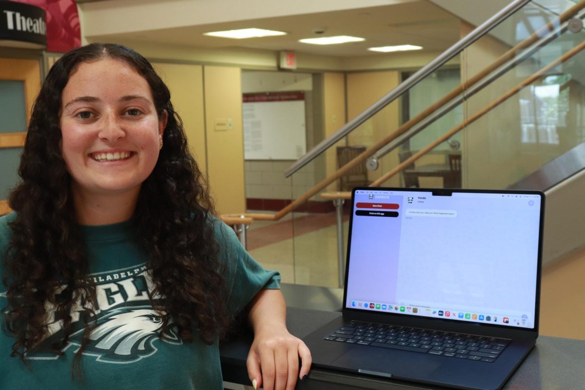 Rebecca Romito ’26 with the AI therapy model she experimented with.
PHOTO: PRESTON THOMAS ’28/THE HAWK