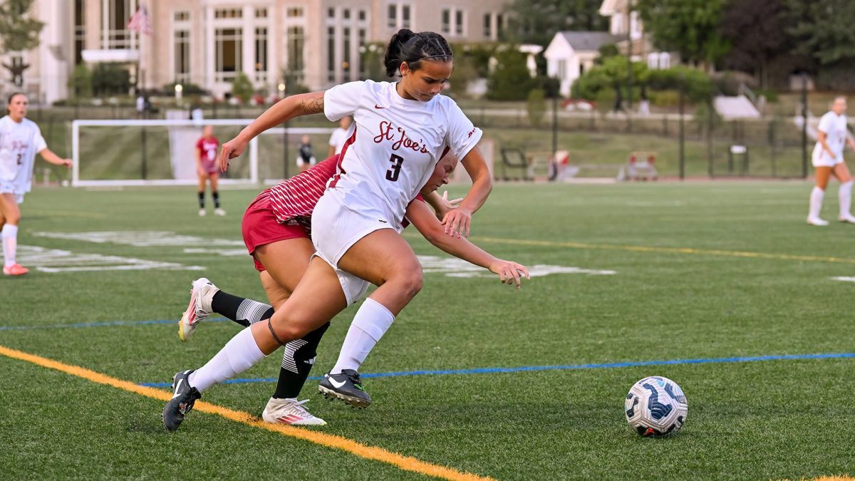 Jayda Shehadi ’26 scored both goals in the Hawks 2-1 win over Temple, Sept. 4.
PHOTO: COURTESY OF SJU ATHLETICS
