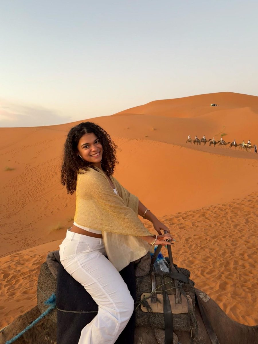 Lisbeth Urena ’27 rides an ATV in the Sahara Desert. PHOTOS: LISBETH URENA ’27/THE HAWK