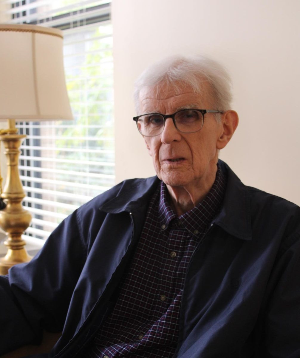 The Rev. Vincent Joseph Genovesi, S.J., poses for a portrait inside Manresa Hall, Nov. 20.
