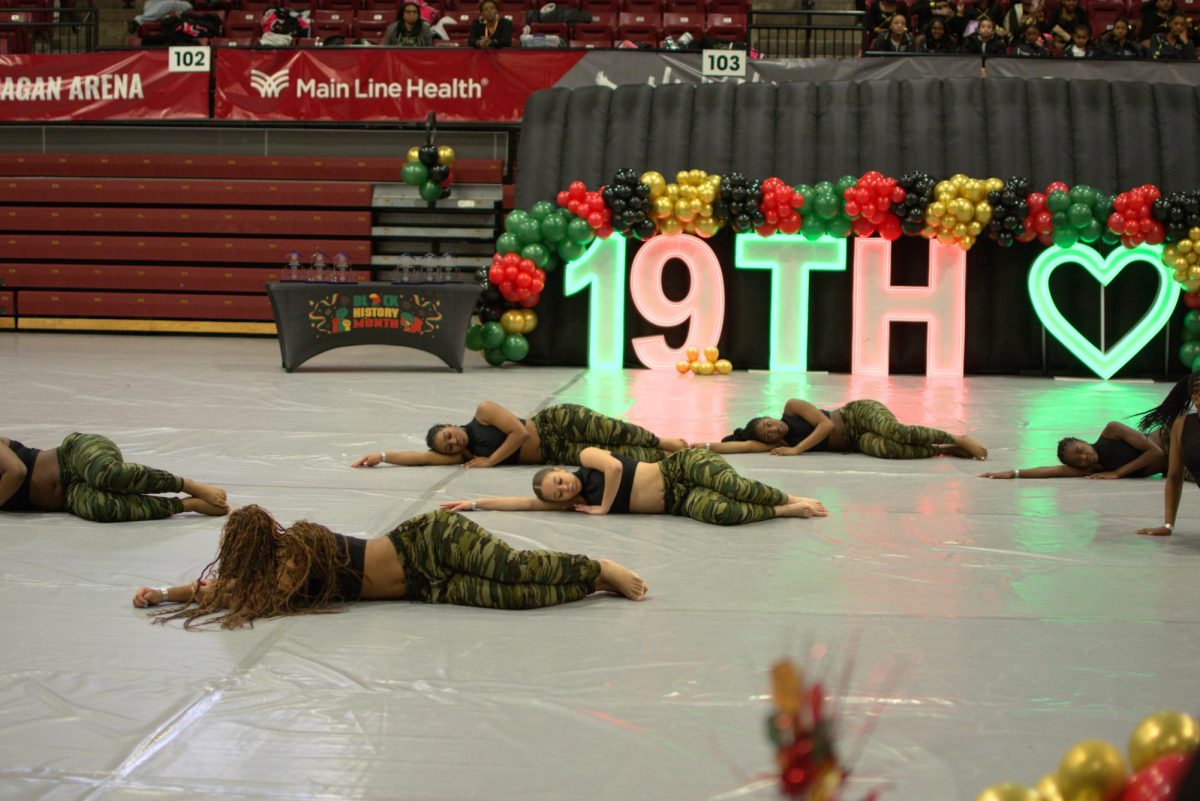 DanceInPhinity! performing their routine “Black lives are golden” in Hagan Arena. PHOTOS: PRESTON THOMAS ’28/THE HAWK